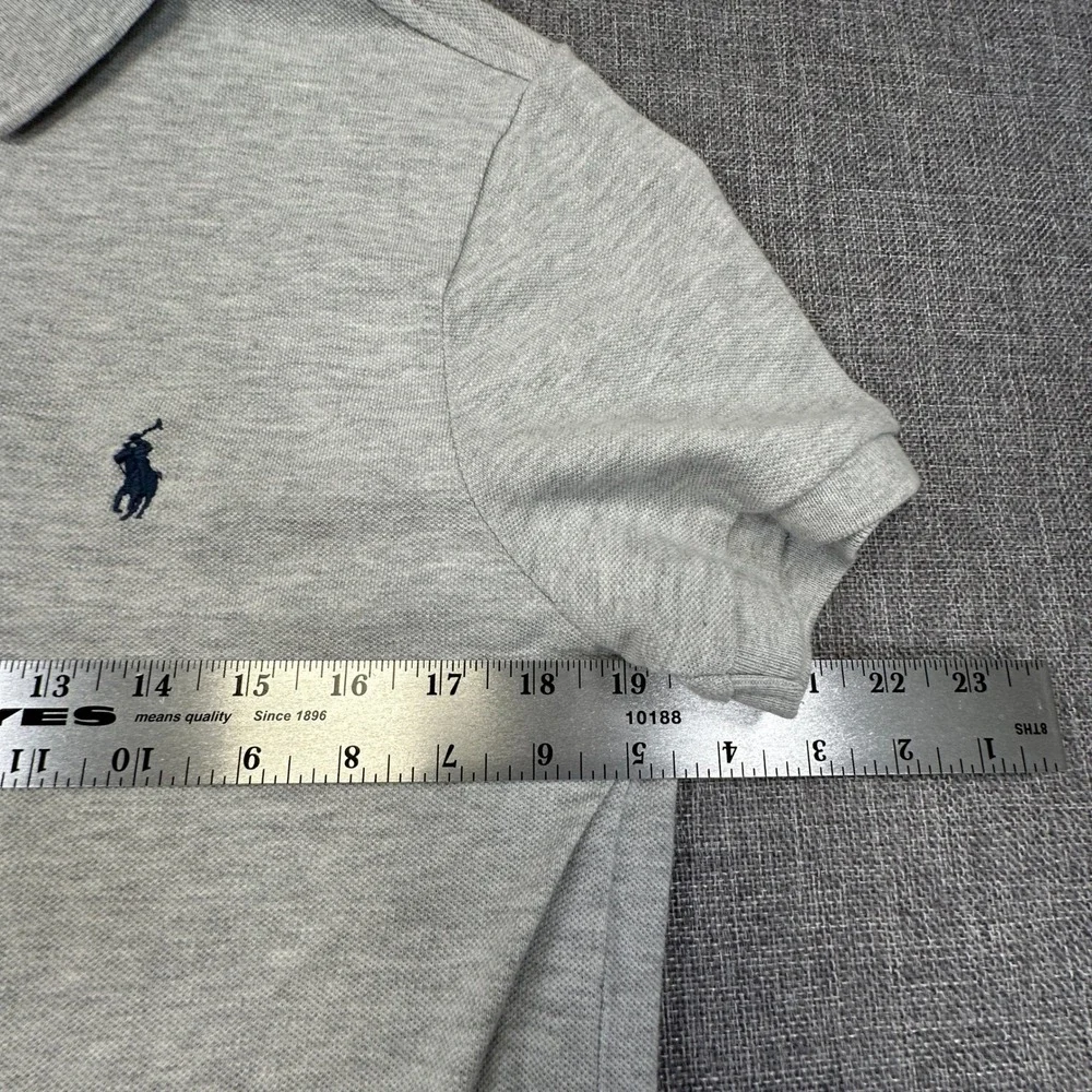 Polo Ralph Lauren Polo Shirt Men Medium Gray Custom Slim Fit Pique Cotton Preppy